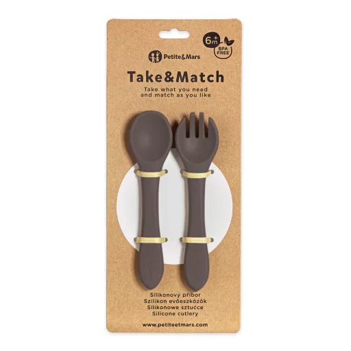 Petite&Mars Szilikon evőeszközök Take&Match Bitter Cocoa 6m+