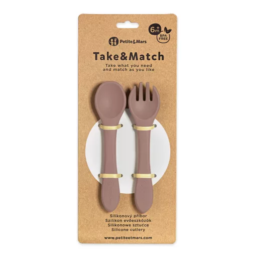 Petite&Mars Szilikon evőeszközök Take&Match Velvet Latte 6m+