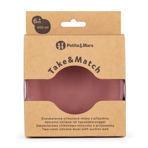 Petite&Mars Szilikon tál, Take&Match, Dusty Rose, 6 hó+