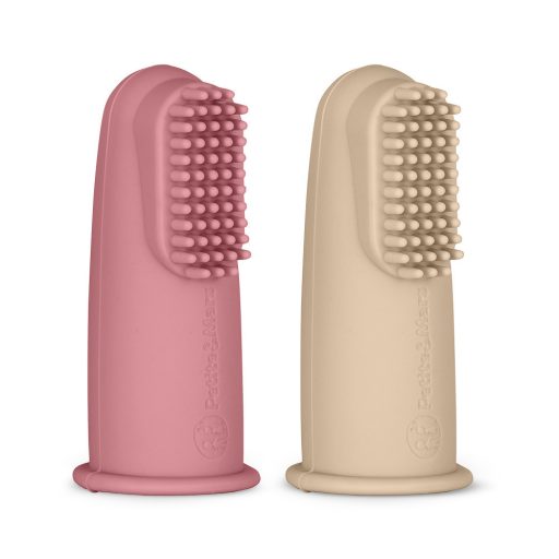 Petite&Mars Szilikon ujjra húzható 2 db fogkefe szett, Rose&Sand, 0 hó+