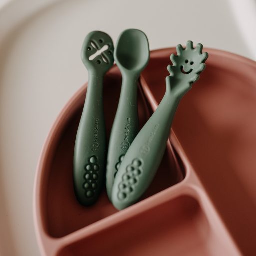 Petite&Mars Szilikon gyakorló kanál szett 3 db Take&Match Frosted Sky 6m+