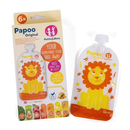 Petite&Mars Papoo Original tasak bébiételekhez, lion, 6 db