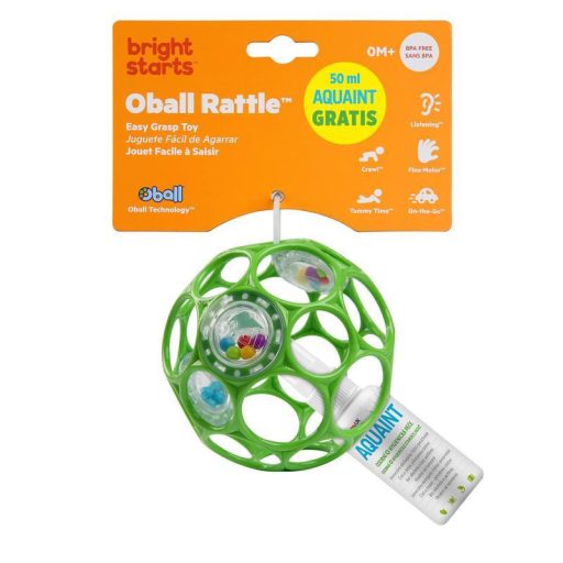 Oball Rattle Játék, 10 cm, seafoam, 0 hó+, + AJÁNDÉK Aquaint, 50ml