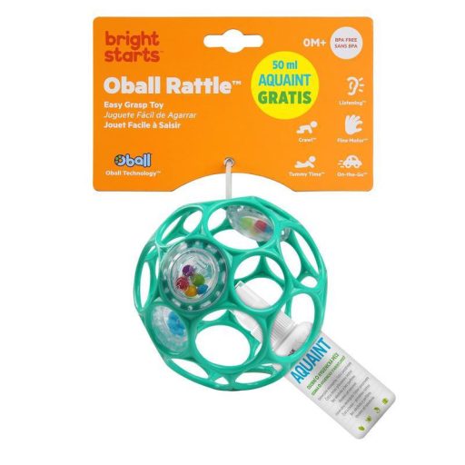 Oball Rattle Játék, 10 cm, dark turquoise, 0 hó+, + AJÁNDÉK Aquaint, 50ml