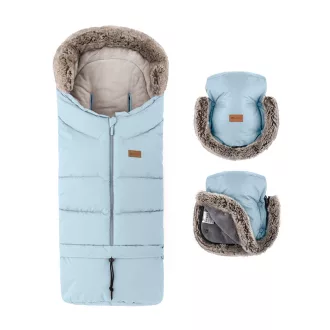   Petite&Mars Téli szett Arctic 4in1 bundazsák + kézmelegítő kesztyű babakocsira Furry Sky Whisp