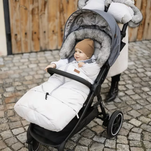 Petite&Mars Téli szett Arctic 4in1 bundazsák + kézmelegítő kesztyű babakocsira Furry Sky Whisp