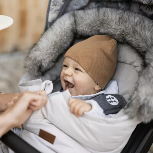 Petite&Mars Téli szett Arctic 4in1 bundazsák + kézmelegítő kesztyű babakocsira Furry Sky Whisp