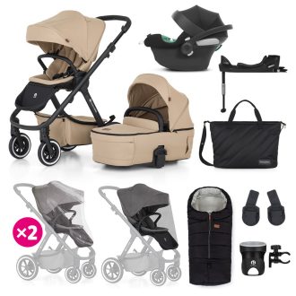   Petite&Mars Babakocsi szett 4v1 ICON XXL AIR + CYBEX Aton B2 i-Size - Mocha Beige
