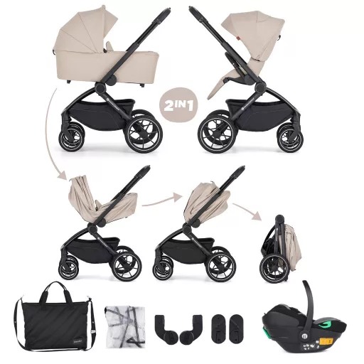 PETITE&MARS Kombinált babakocsi SCOUT 3 az 1-ben + Core Pro i-Size - Soft Mousse 