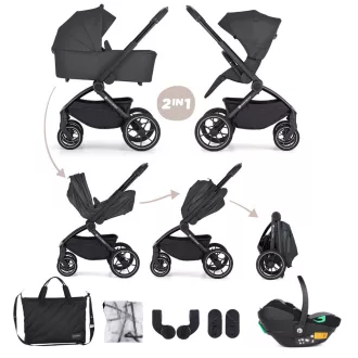   PETITE&MARS Kombinált babakocsi SCOUT 3 az 1-ben Core Pro i-Size - Anthracite Moon