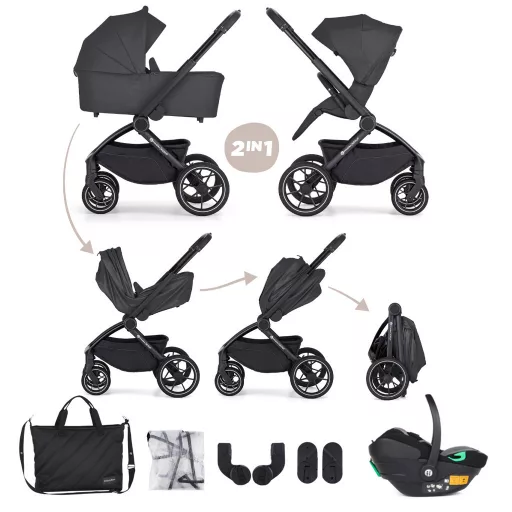 PETITE&MARS Kombinált babakocsi SCOUT 3 az 1-ben Core Pro i-Size - Anthracite Moon