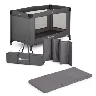 PETITE&MARS Utazóágy Koot Lite matraccal Foldie, Dark Grey