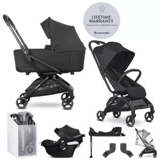   EASYWALKER Babakocsi szett 4 az 1-ben Rockey S Pure Black + CYBEX Aton B2 i-Size + bázis