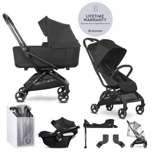 EASYWALKER Babakocsi szett 4 az 1-ben Rockey S Pure Black + CYBEX Aton B2 i-Size + bázis