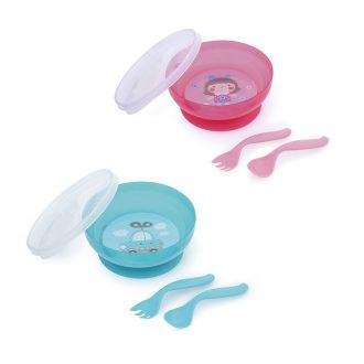 Canpol babies Tál evőeszközökkel és fedővel, 350ml, TOYS   Canpol babies Tál evőeszközökkel és fedővel, 350ml, TOYS