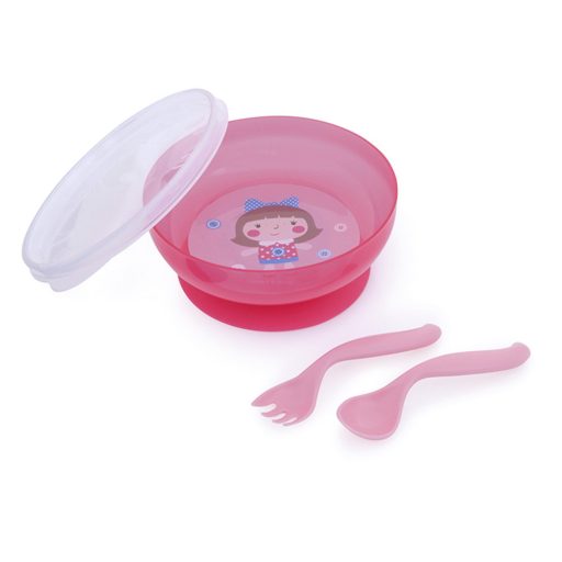 Canpol babies Tál evőeszközökkel és fedővel, 350ml, TOYS