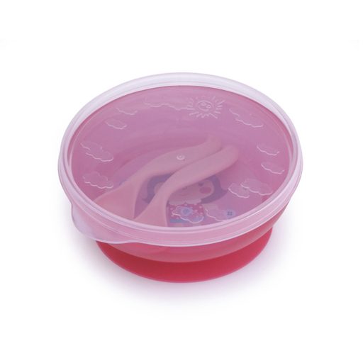 Canpol babies Tál evőeszközökkel és fedővel, 350ml, TOYS