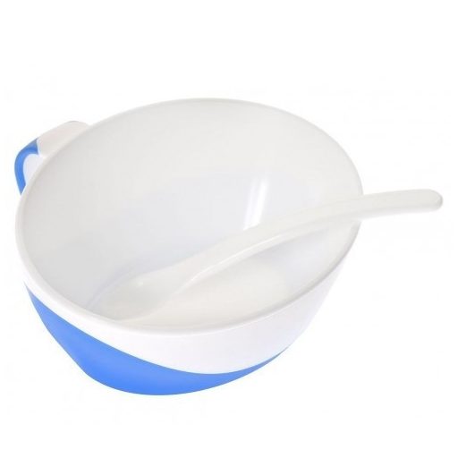 Canpol babies Tál kanállal és fedéllel, 350ml, LITTLE COW - kék
