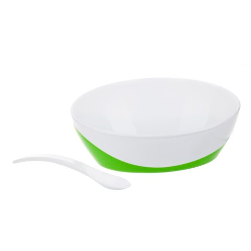 Canpol babies Tál kanállal és fedéllel, 350ml, LITTLE COW - zöld