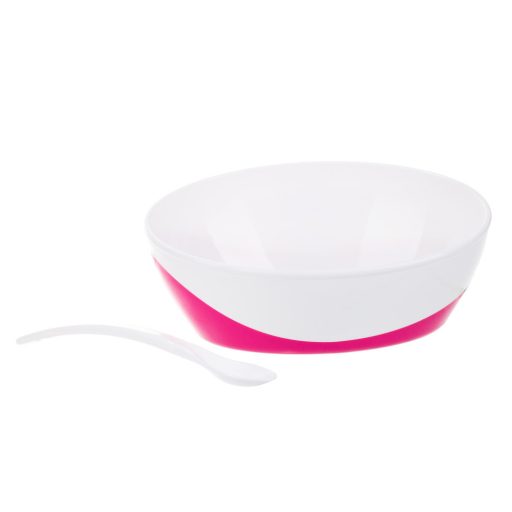 Canpol babies Tál kanállal és fedéllel, 350ml, LITTLE COW - rózsaszín