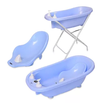   Lorelli kád leeresztő dugóval, babatartóval 88 cm + kádállvány - Blue