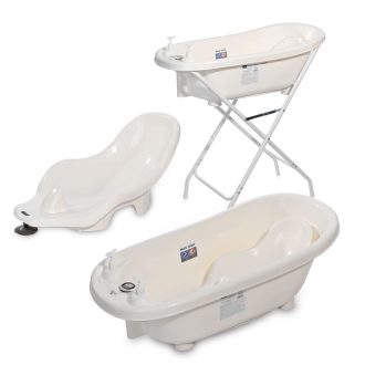   Lorelli kád leeresztő dugóval, babatartóval 88 cm + kádállvány - White