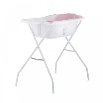 Chipolino Vela kád babatartóval és leeresztő dugóval 87cm + kádállvány - Pink   Chipolino Vela kád babatartóval és leeresztő dugóval 87cm + kádállvány - Pink