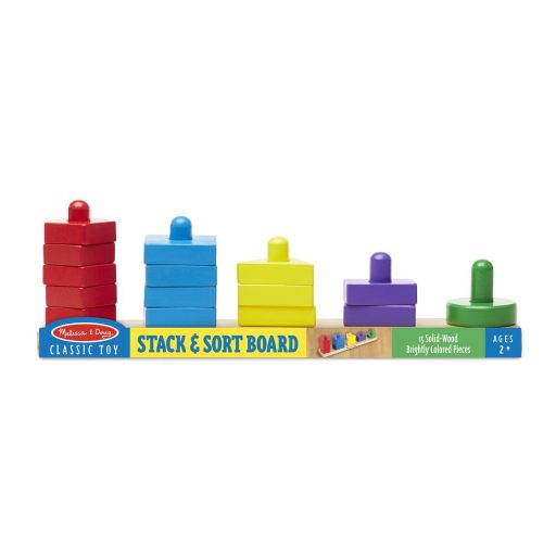 Melissa & Doug Fa készségfejlestő játék, formarendező toronyépítő