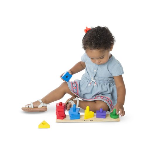 Melissa & Doug Fa készségfejlestő játék, formarendező toronyépítő
