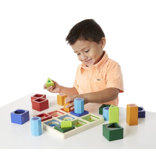 Melissa & Doug fa készségfejlesztő játék, 3d formaegyeztető