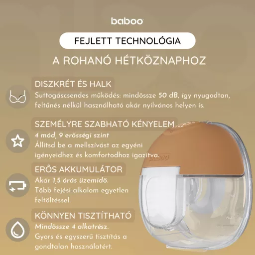 Baboo elektomos hordható DUPLA mellszívó