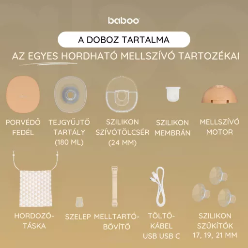 Baboo elektomos hordható DUPLA mellszívó