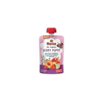   Holle Bio Berry Puppy - Tasak alma, őszibarack erdei gyümölcsökkel 100g demeter