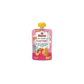   Holle Bio Pear Pony - Tasak körte, őszibarack, málna tönköllyel 100g demeter