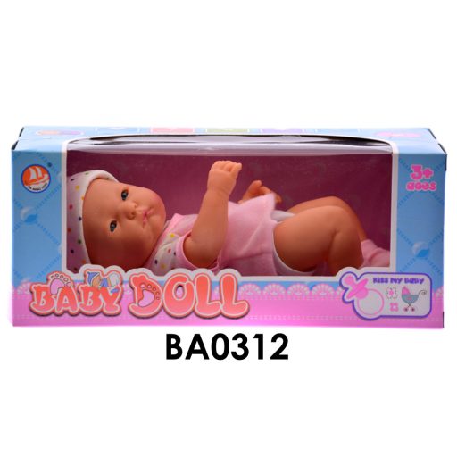 Baba, Hagyományos, csecsemő, Fiú, kemény testű, 24 cm, 25x11 cm dob.