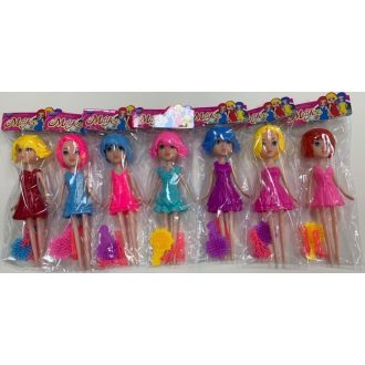 Baba, műa., öltöztetős, 7 féle, 25 cm, zacsk.