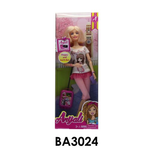 Baba, vékony, + Húzós bőrönd, 12x33 cm dob.