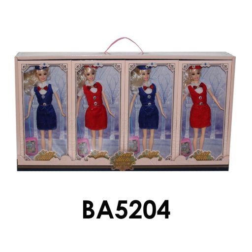 Baba, vékony, légi utaskísérő, stewardess, gurulós bőrönd, 15x32 cm dob.