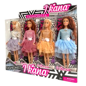 Baba, vékony, + kieg., 4 féle, 10x31 cm dob. 12 db/disp.