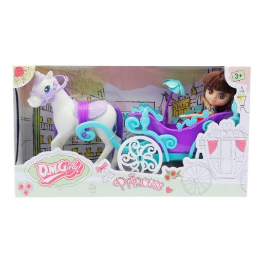 Hintó klt., + Évike baba, ló, 2 féle, 32x11 cm dob.