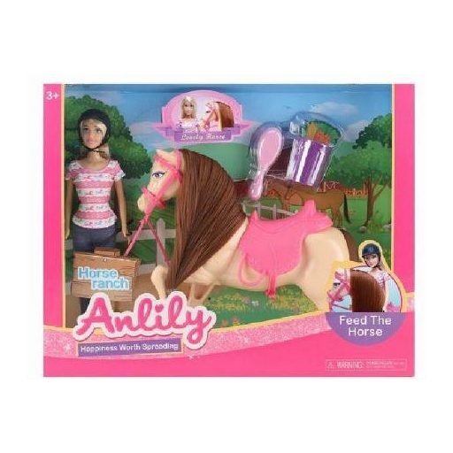 Baba klt., baba, vékony, lovas + ló + kieg., 42x33 cm dob.