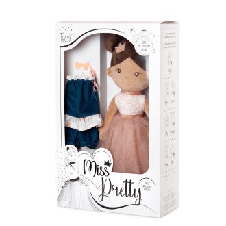   Rongybaba készlet + ruha, velúr, ''Sofia'', 38 cm, 27x43 cm dob.