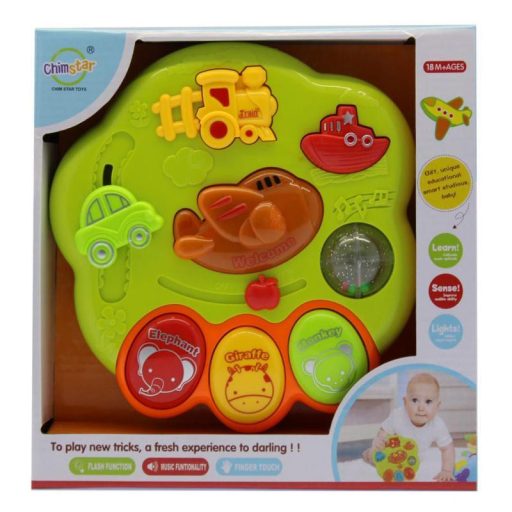 Zenélő bébi játék, el., hang+fény, 24x23 cm dob. (3xAA)