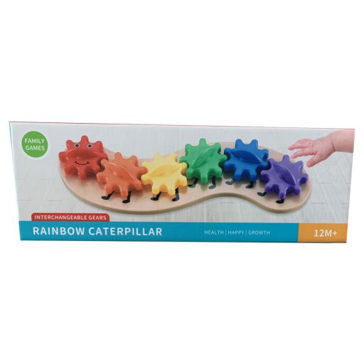 Bébi fogaskerekes, tekerős, színpárosító kukac, 35x12 cm dob.