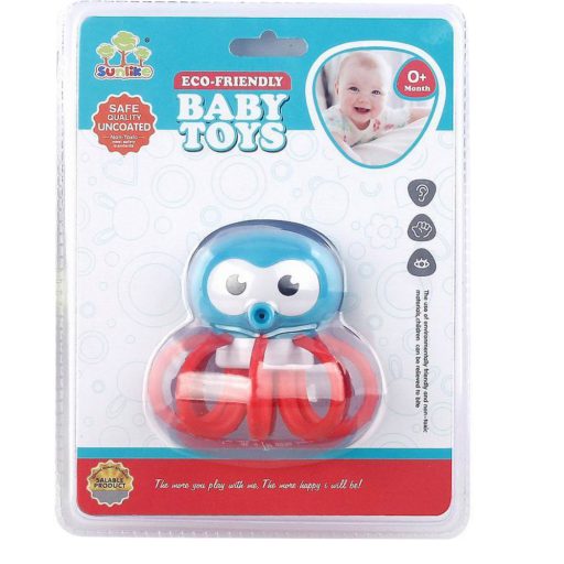 Bébi csörgő, polip forma, 16x21 cm lapon