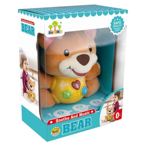 Bébi plüss maci, interaktív, el., hang+fény, 19x24 cm dob.