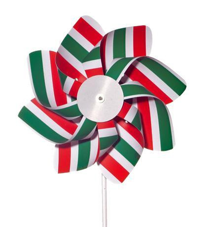 Szélforgó, magyar-olasz mintázat, műa nyél, 20 cm átm., 45 cm.