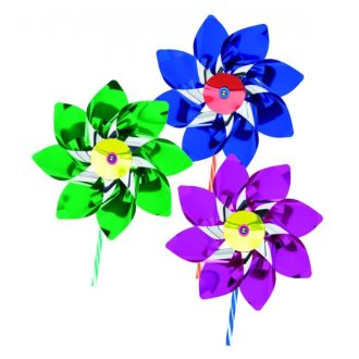   Szélforgó, fóliás, műa nyél, 17 cm átm., 3 szín, 41 cm.,