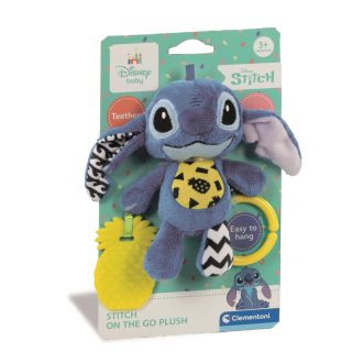   Bébi csörgő, rágóka, Stitch, Disney, akasztóval, 15x25 cm lapon