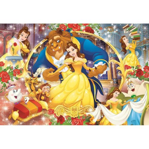 Puzzle, Disney hercegnők, Belle, Szépség és a szörnyeteg, 104 db-os, maxi, 37x28 cm dob.